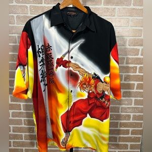 Crazy Anime AOP Men’s XL Button-up Tshirt